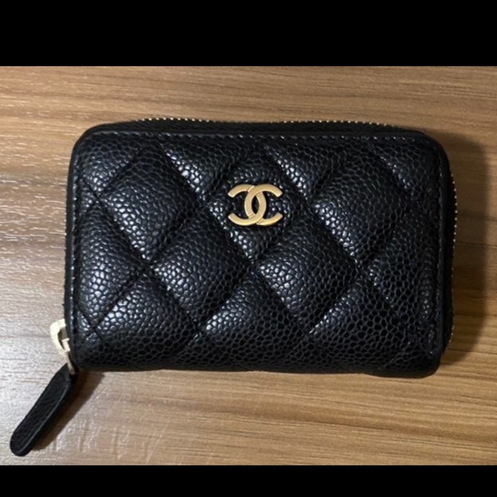 Chanel Caviar Zip Coin Purse Black Wallet GHW Gold